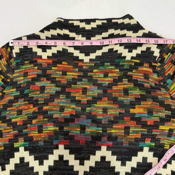 Intro. Aztec Print Cardigan Southwestern Open Front Sweater Women’s Size Medium - Picture 8 of 12